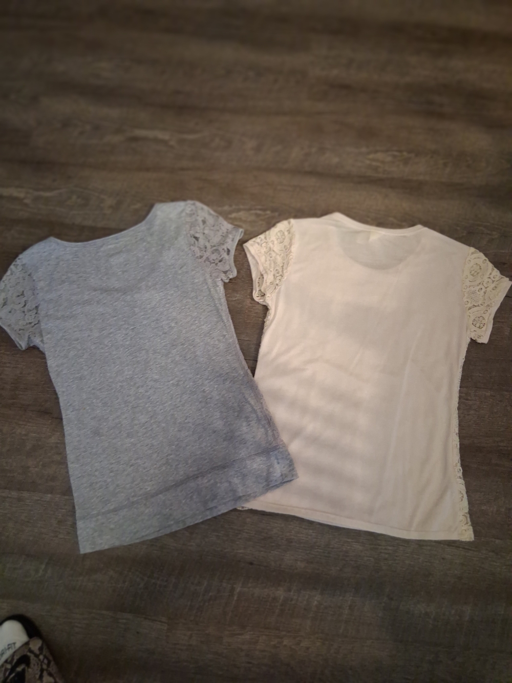 Maurices/Faded Glory Lace Short-Sleeve Tees - White & Light Gray - Picture 4 of 8